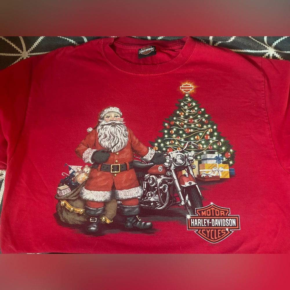 Harley-Davidson biker Santa motorcycle Christmas tee Lakeland Florida size small - Picture 2 of 8